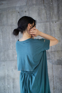 Cotton rayon long dress / GREEN
