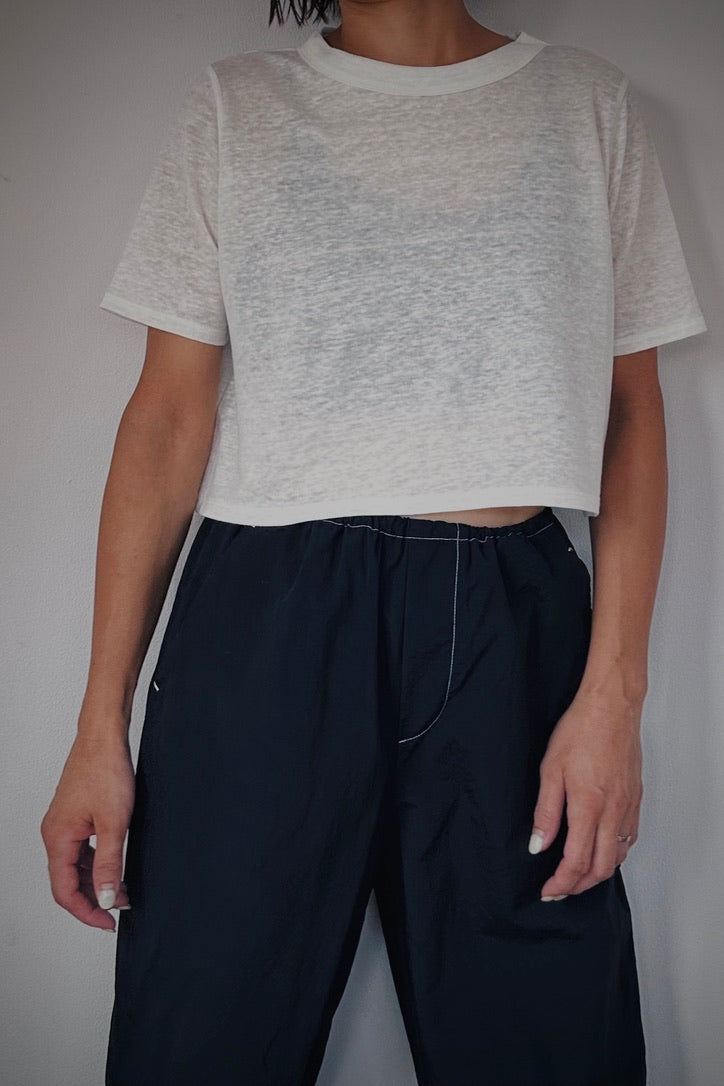 Linen short tee / WHITE