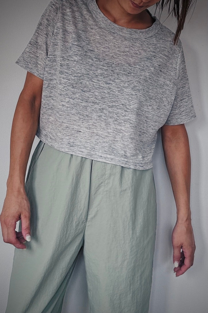 Linen short tee / GRAY