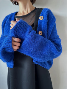 Alpaca knit cardigan / ROYAL-BLUE