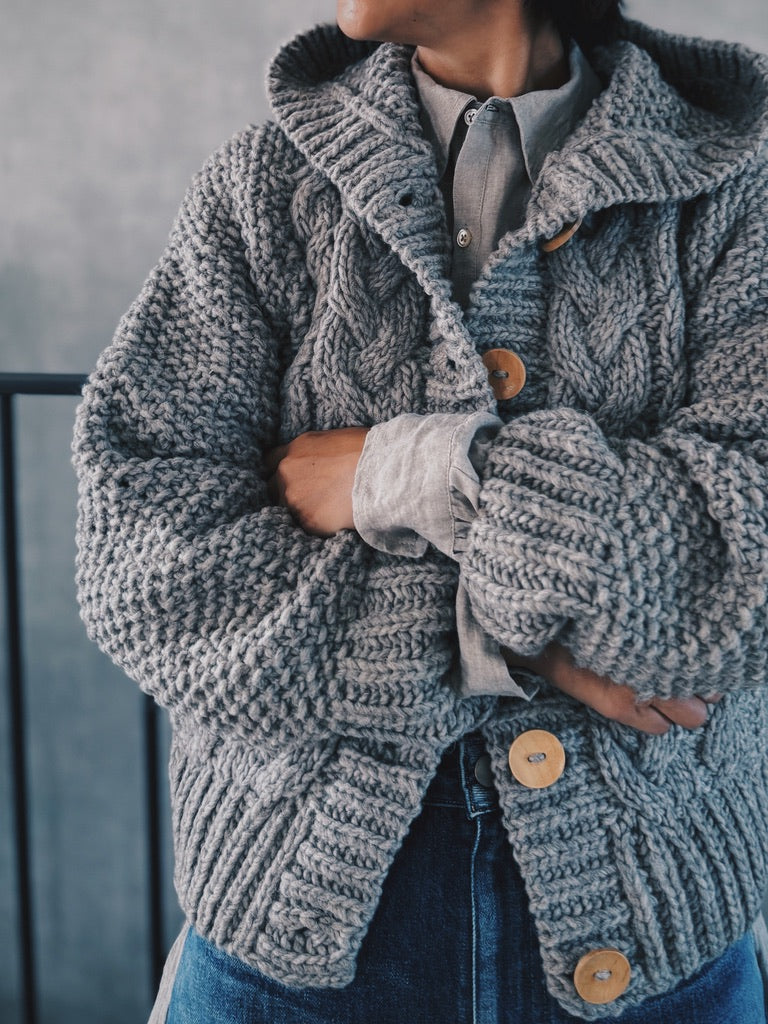 Hand made hoodie / NATURAL-GRAY