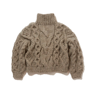 Hand made turtle knit / NATURAL-GRAY