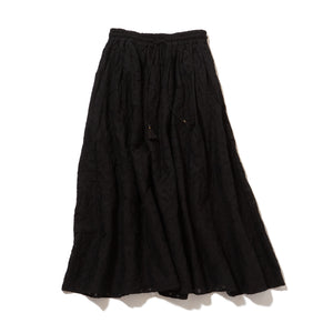 Reverse applique long skirt / BLACK