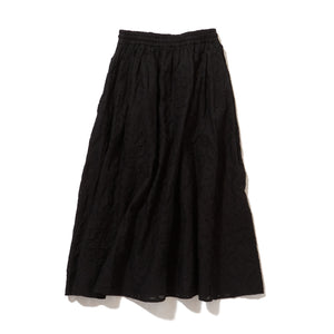 Reverse applique long skirt / BLACK