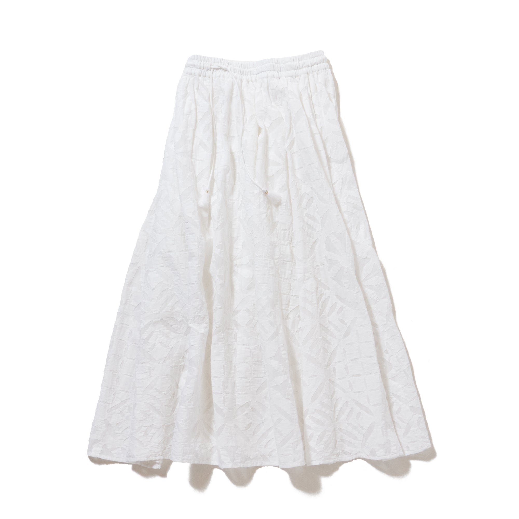 Reverse applique long skirt / WHITE