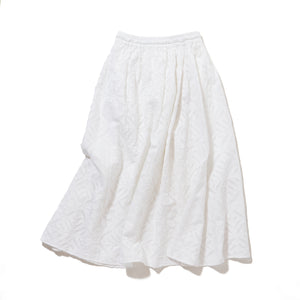 Reverse applique long skirt / WHITE