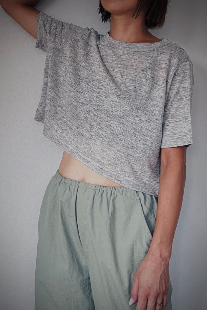 Linen short tee / GRAY