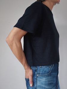 Linen short tee / NAVY