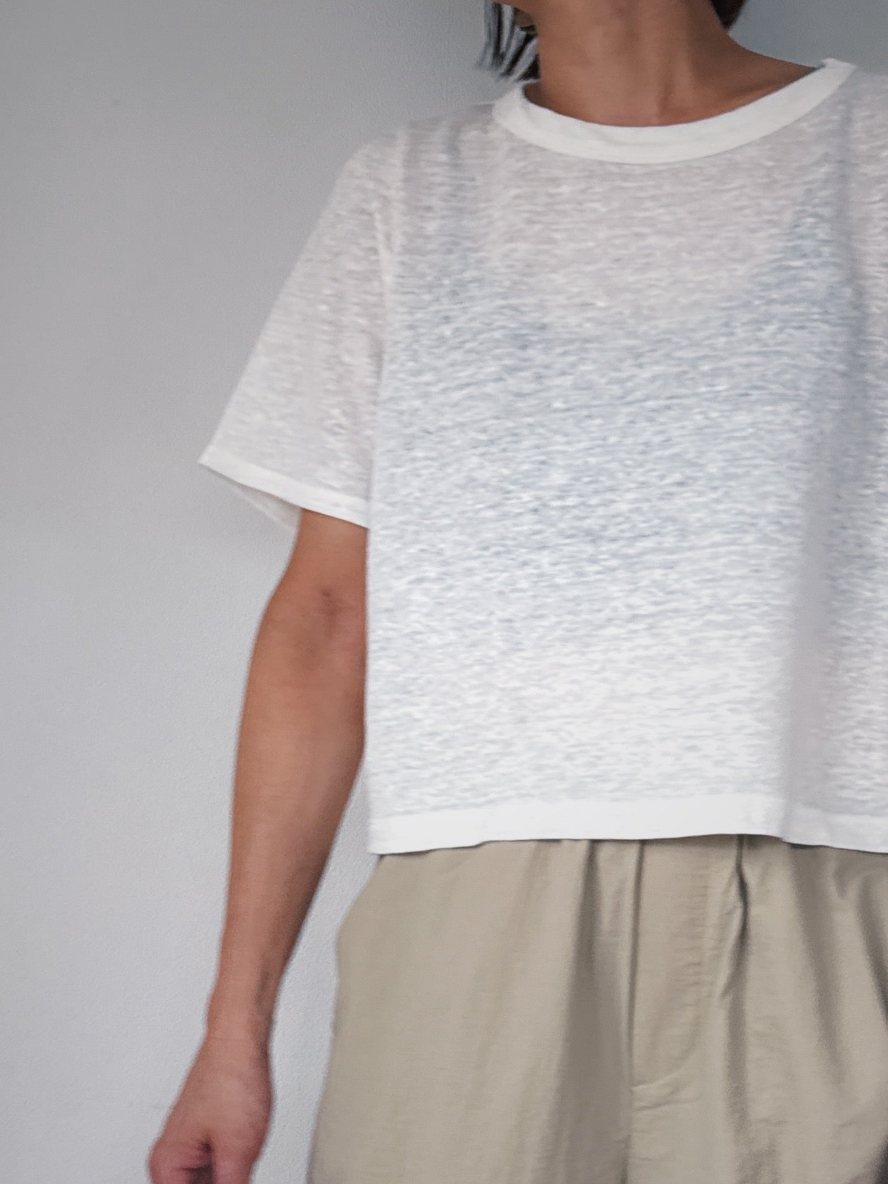 Linen short tee / WHITE