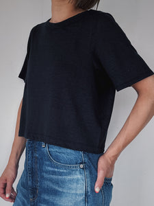 Linen short tee / NAVY