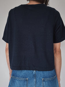 Linen short tee / NAVY