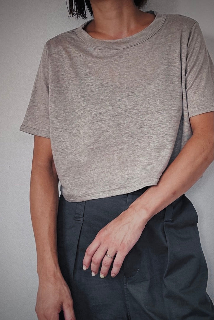 Linen short tee / OATMEAL