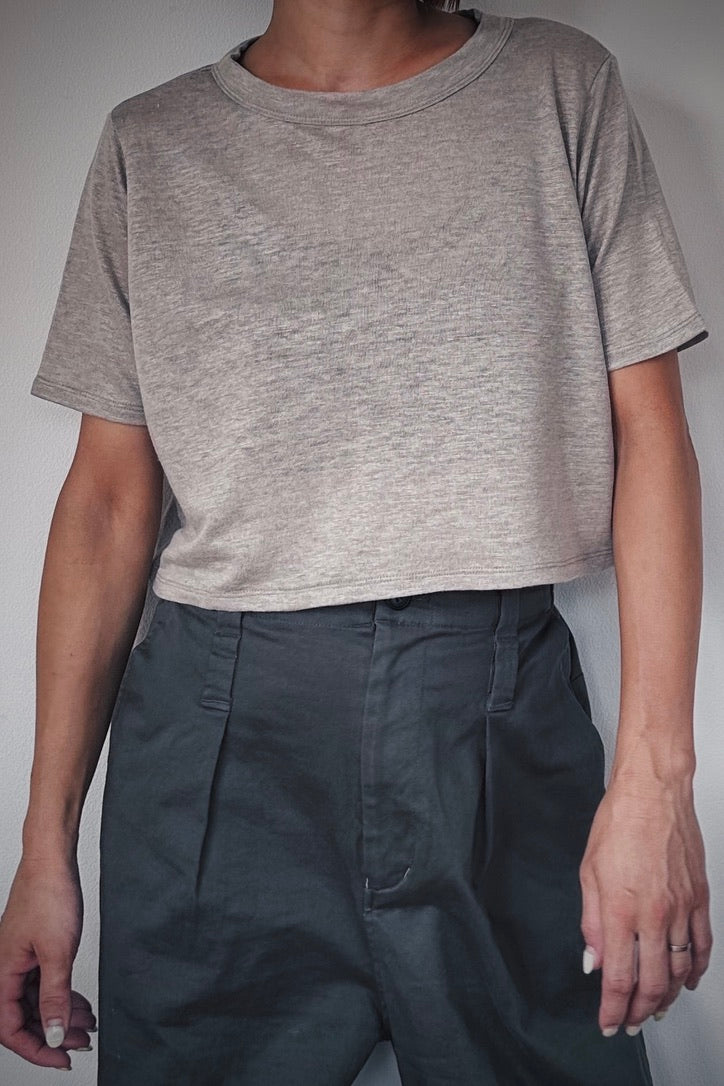 Linen short tee / OATMEAL