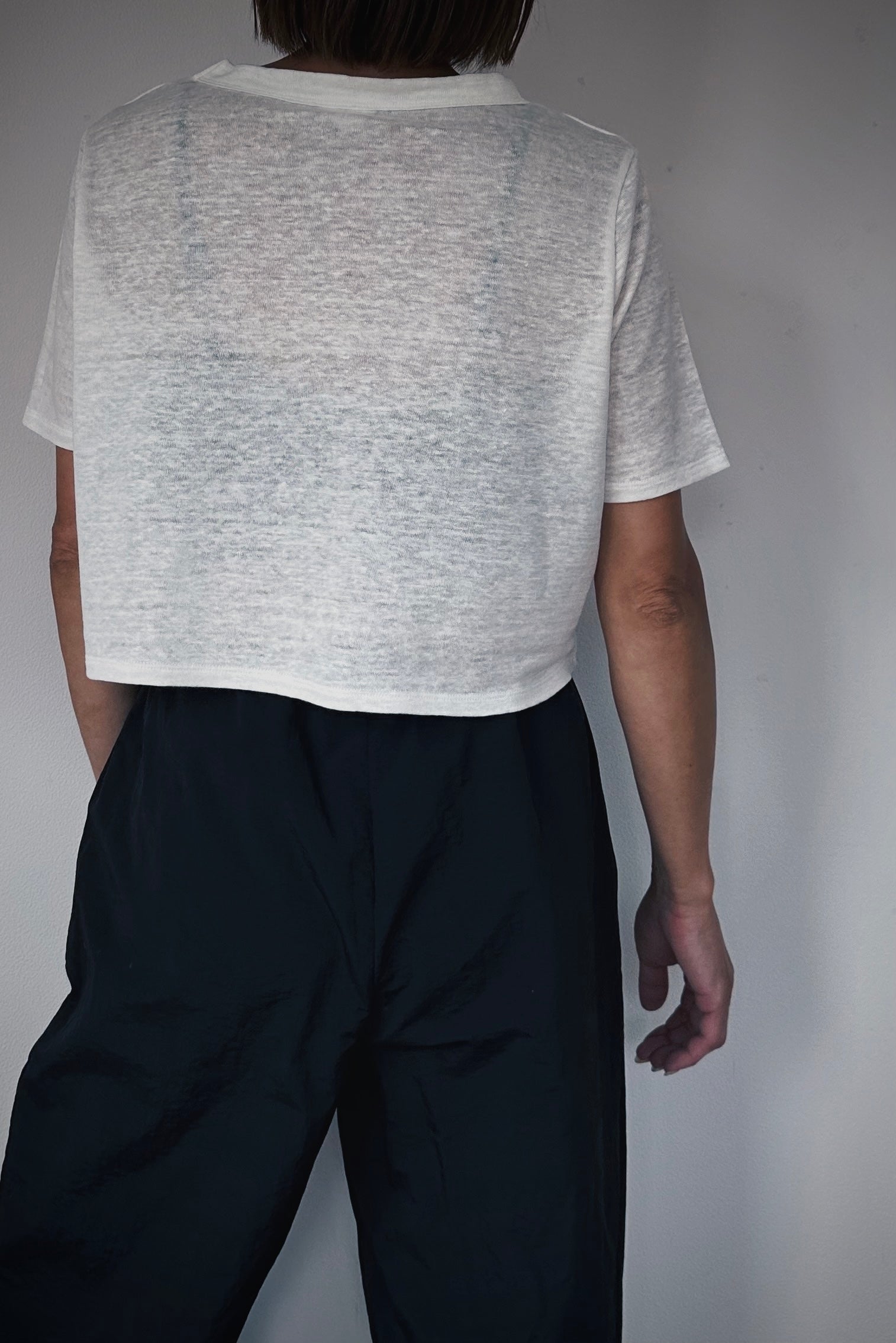 Linen short tee / WHITE