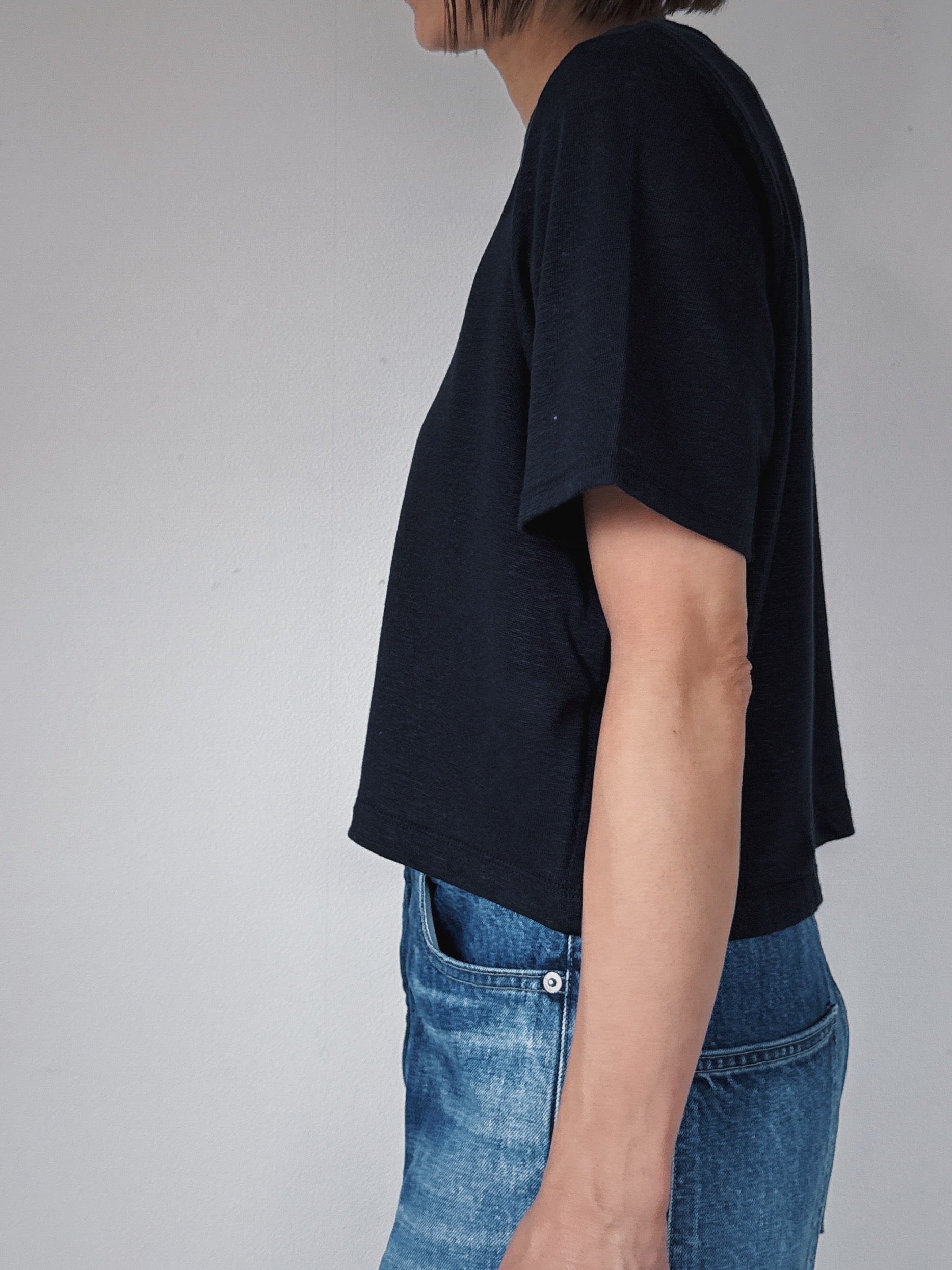 Linen short tee / NAVY