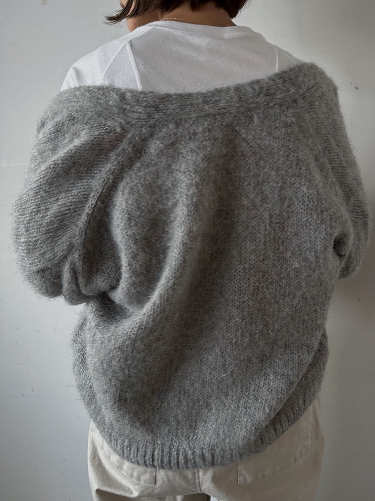 Alpaca knit cardigan / GRAY