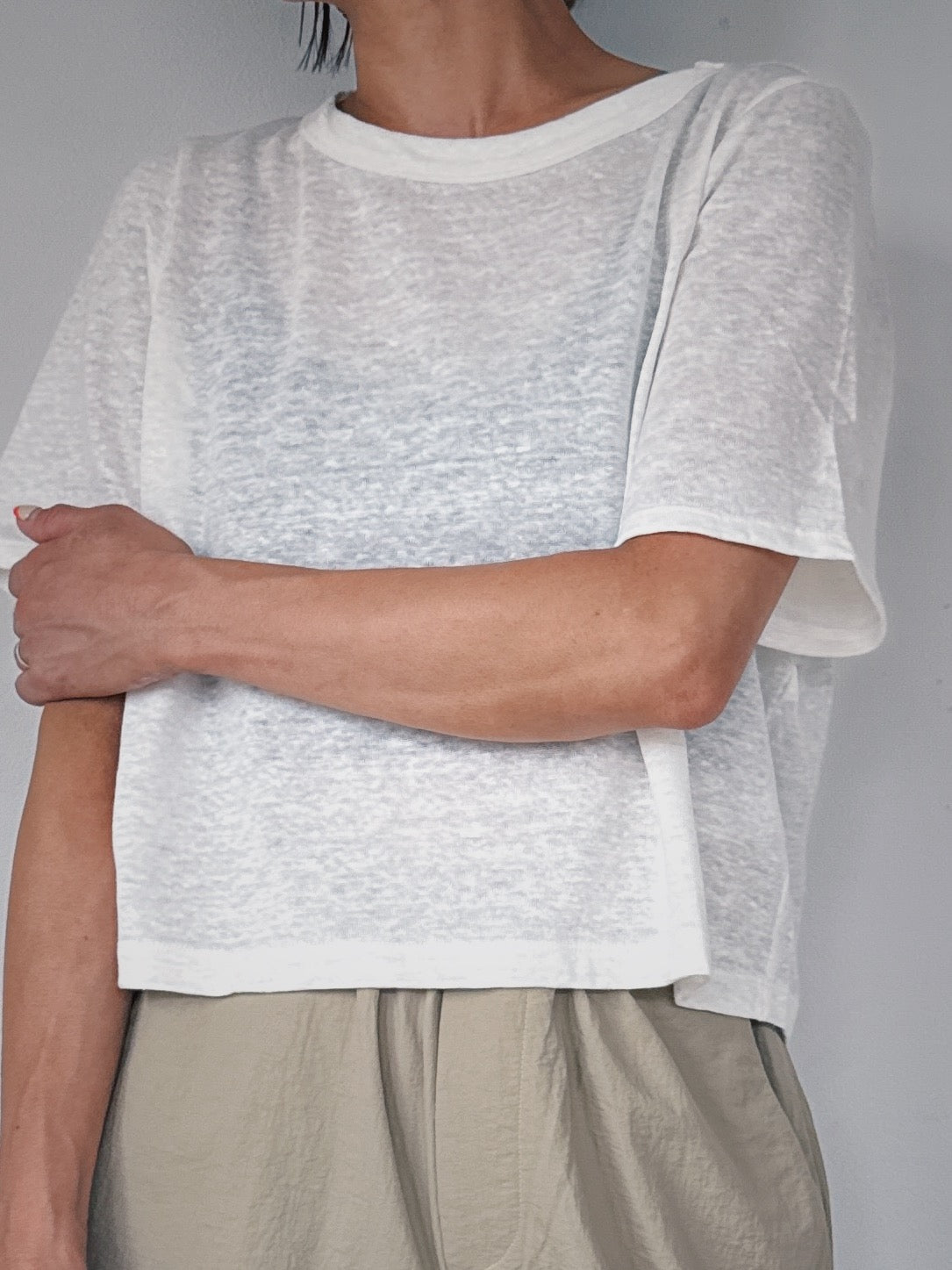 Linen short tee / WHITE