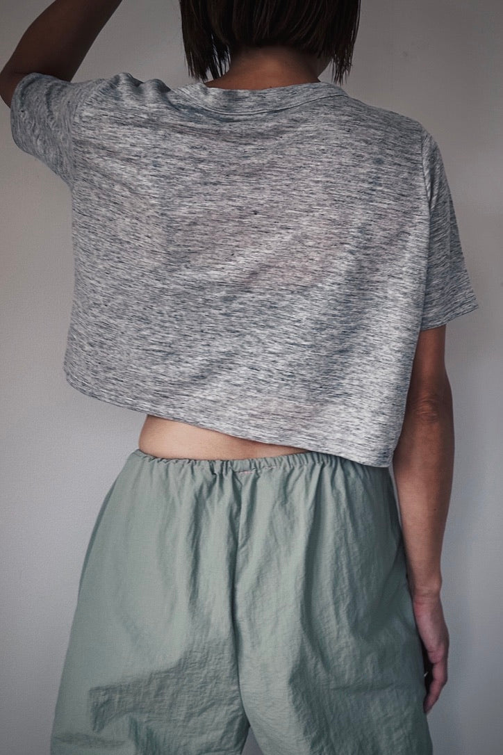 Linen short tee / GRAY