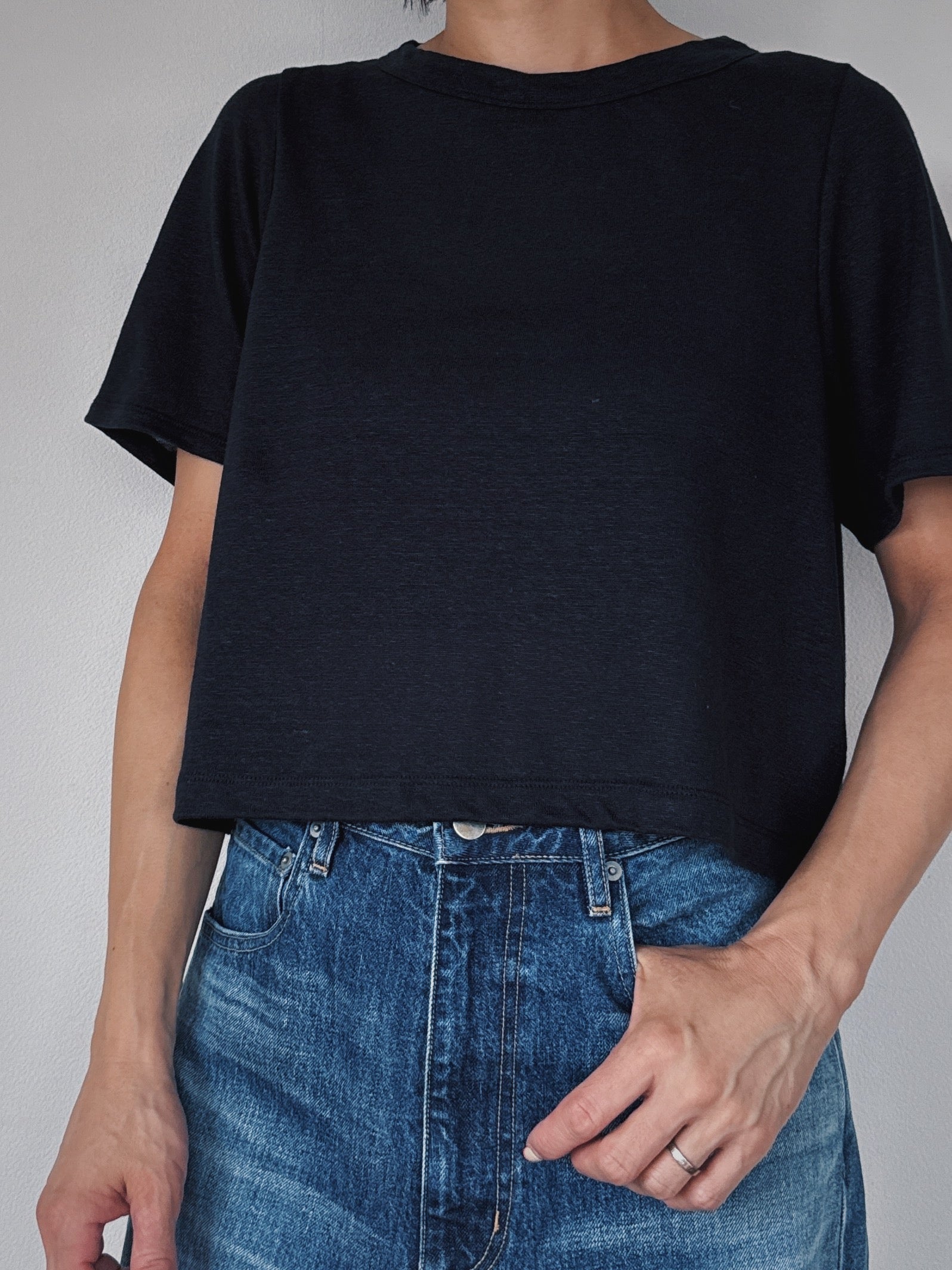 Linen short tee / NAVY