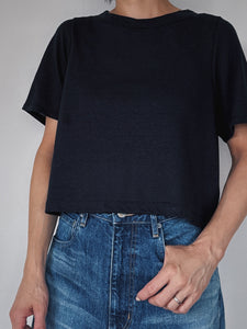 Linen short tee / NAVY