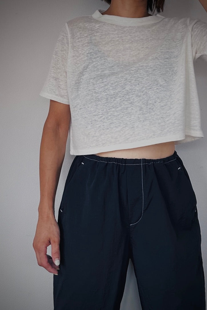 Linen short tee / WHITE