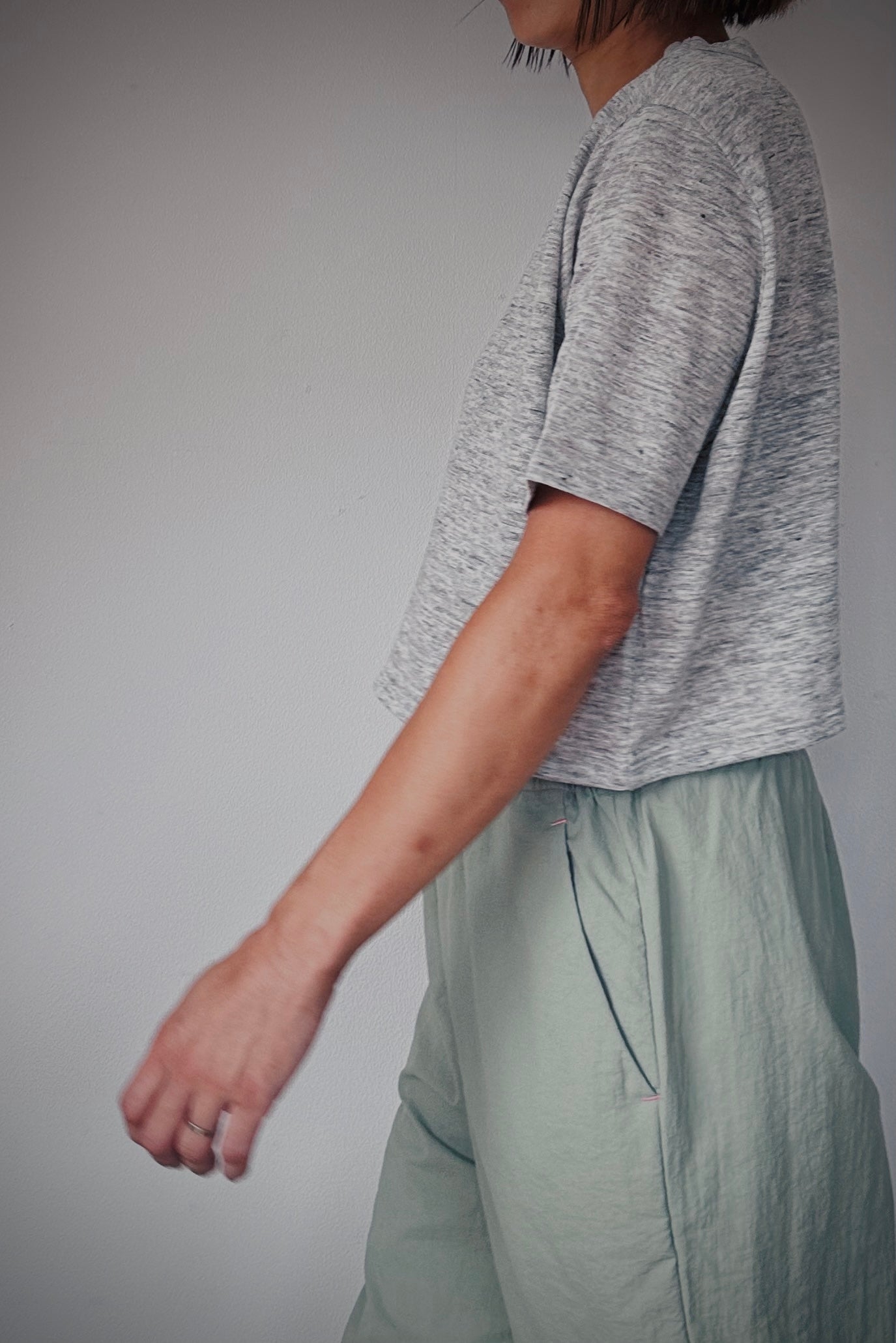 Linen short tee / GRAY