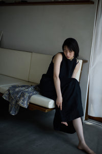 Heavy linen one-piece / BLACK