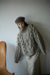 Hand made turtle knit / NATURAL-GRAY