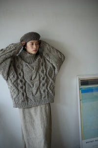 Hand made turtle knit / NATURAL-GRAY