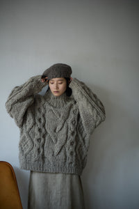 Hand made turtle knit / NATURAL-GRAY