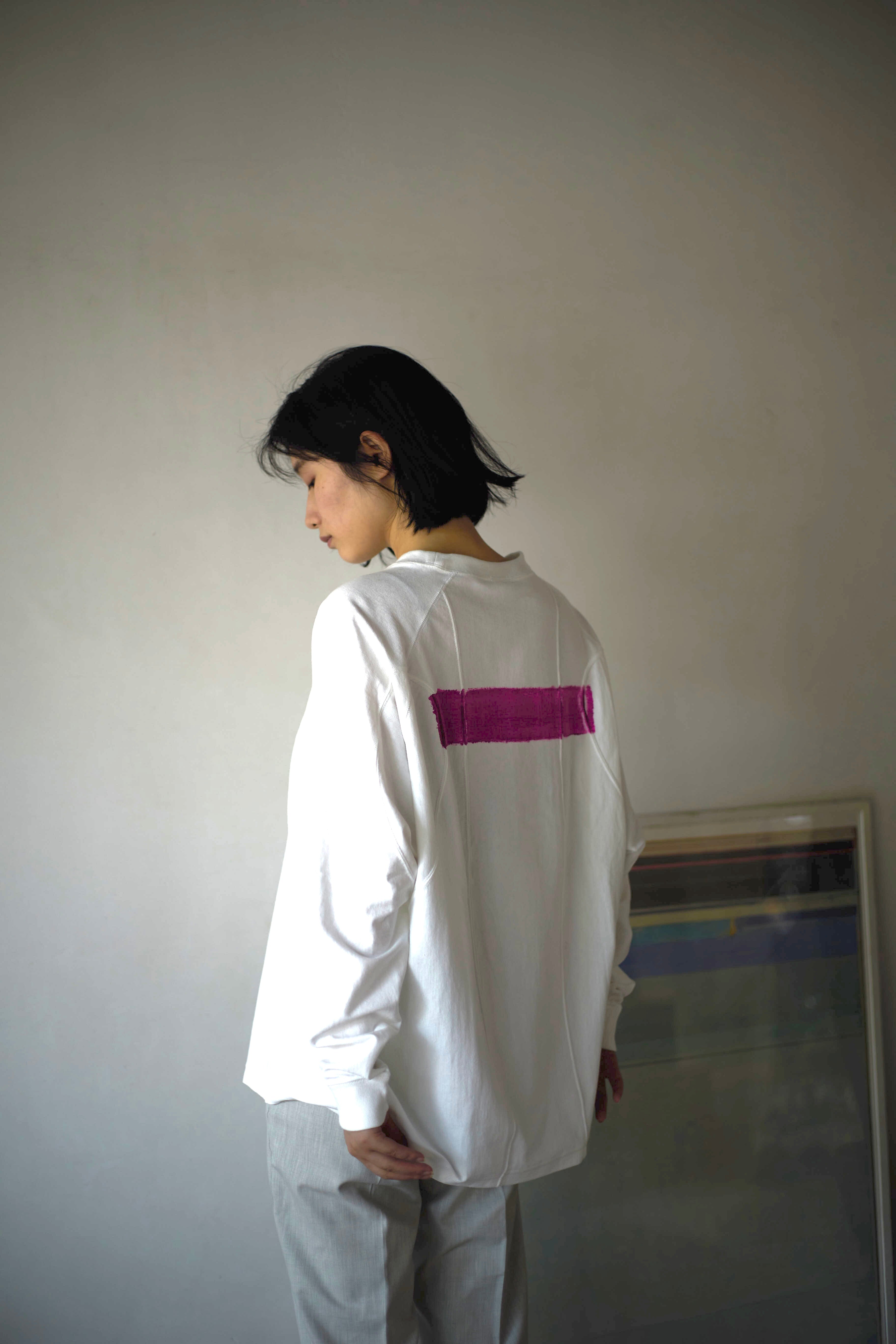 Paint long sleeve tee / WHITE