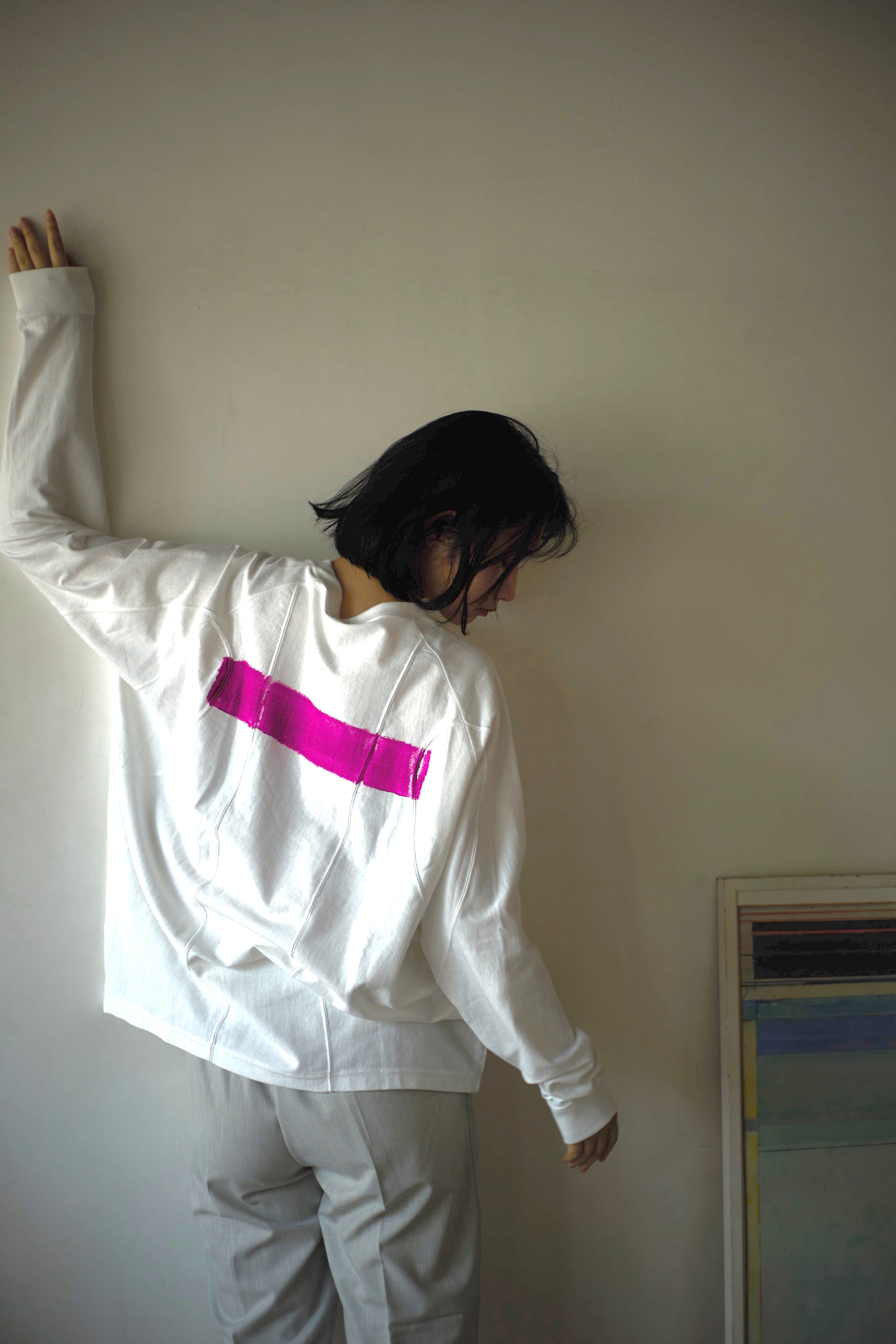 Paint long sleeve tee / WHITE