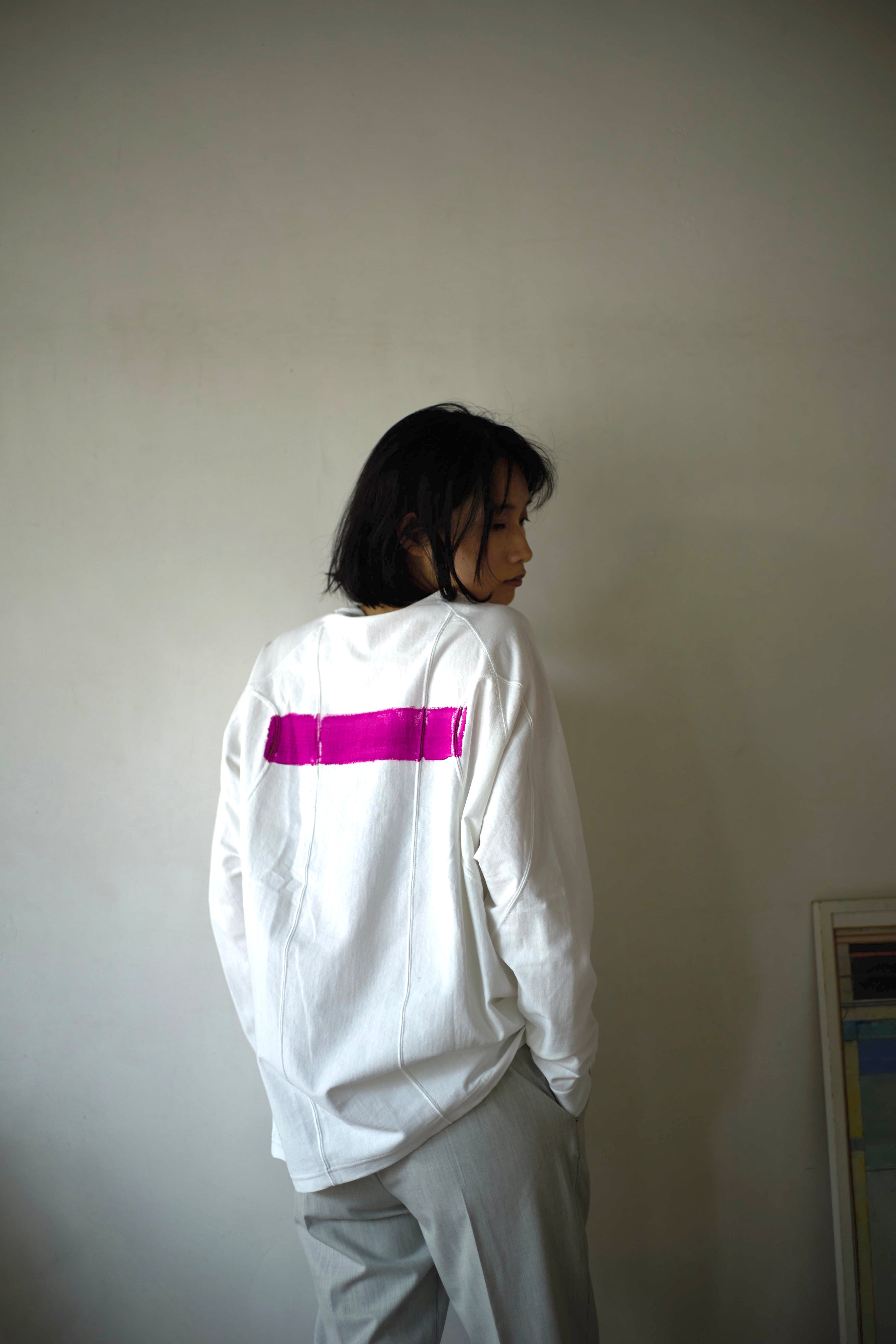Paint long sleeve tee / WHITE