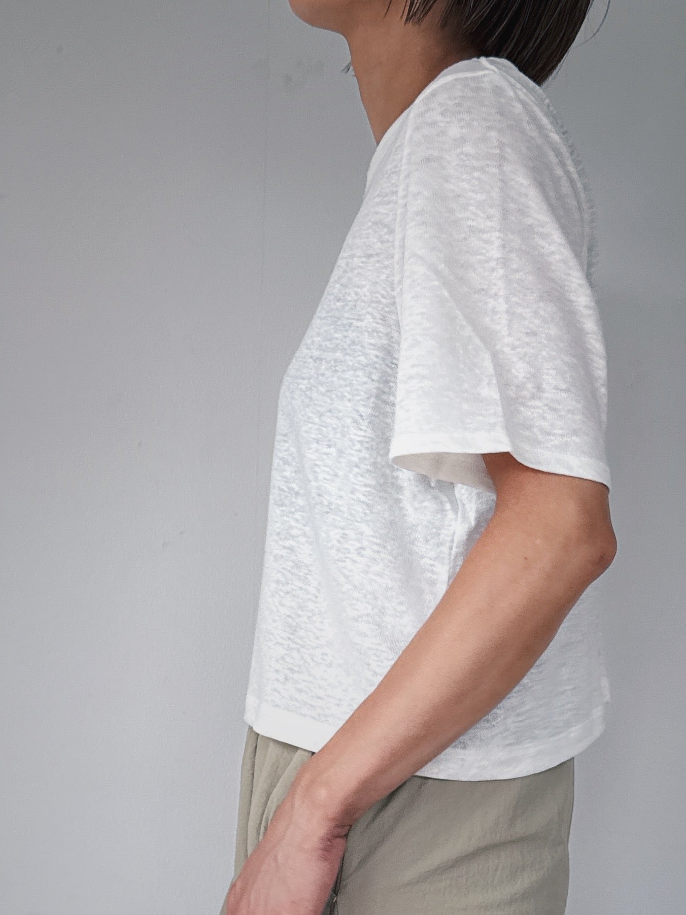 Linen short tee / WHITE
