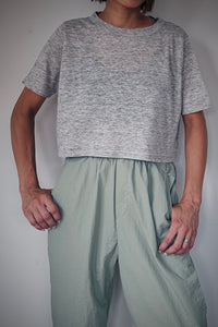 Linen short tee / GRAY