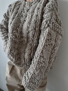 Hand made knit / NATURAL-GRAY