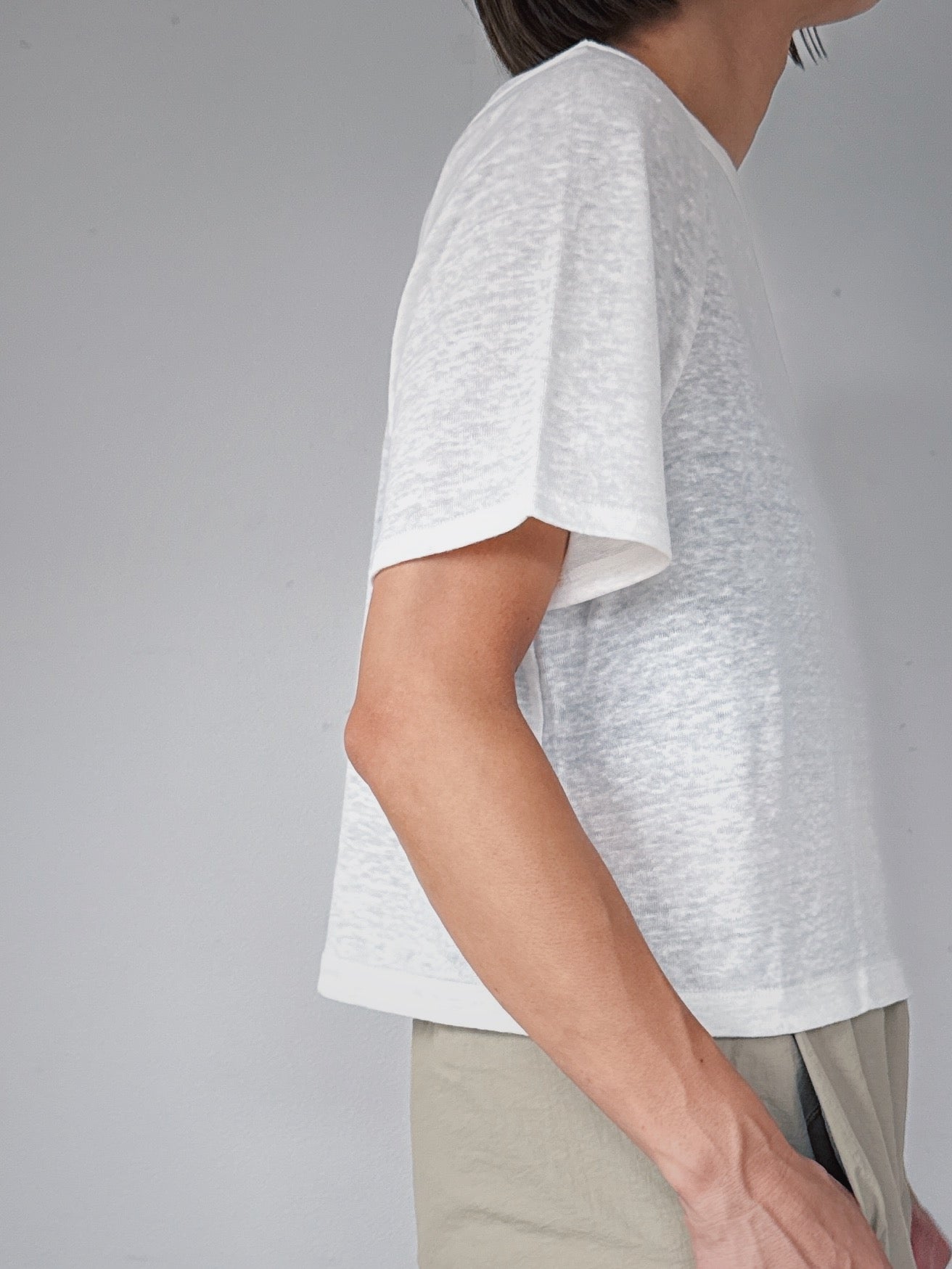 Linen short tee / WHITE