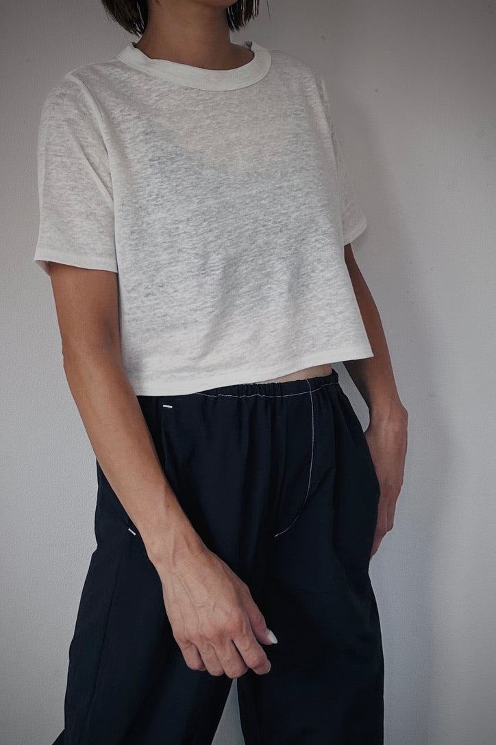 Linen short tee / WHITE