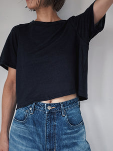 Linen short tee / NAVY