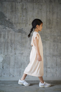 -KIDS- Cotton rayon long dress / PEACH