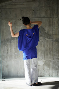 Layered gather tee / BLUE