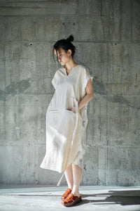 Linen cache-coeur dress / ECRU