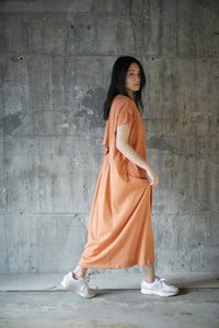 Cotton rayon long dress / APRICOT