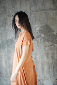 Cotton rayon long dress / APRICOT