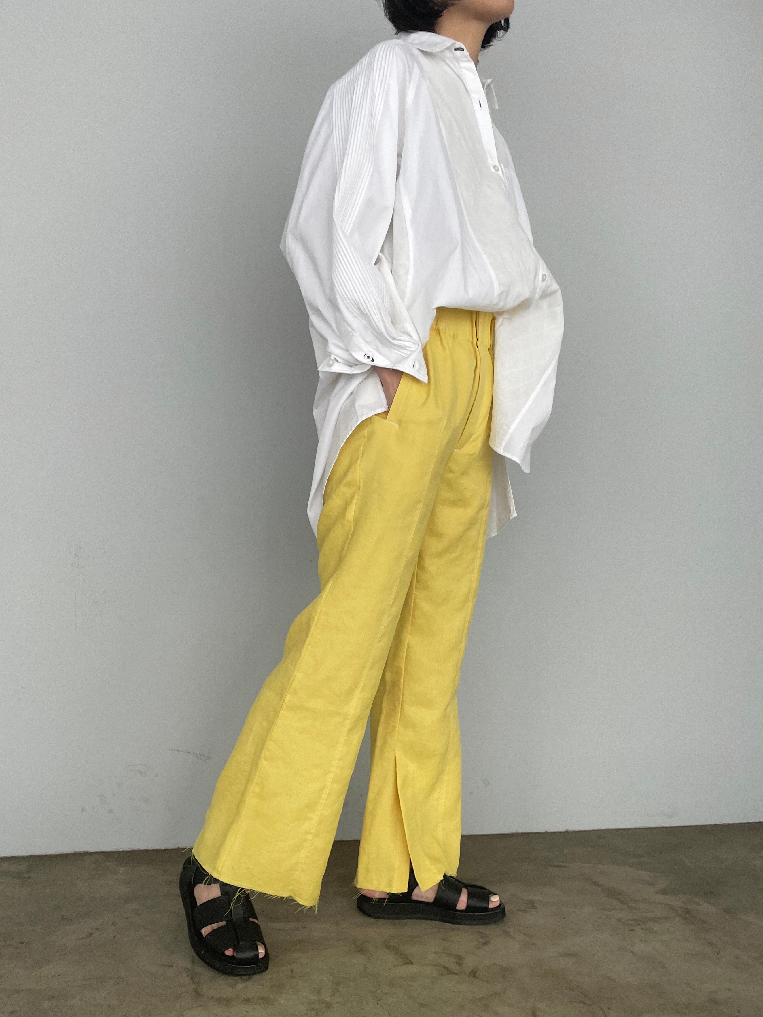 Slit easy slacks / YELLOW