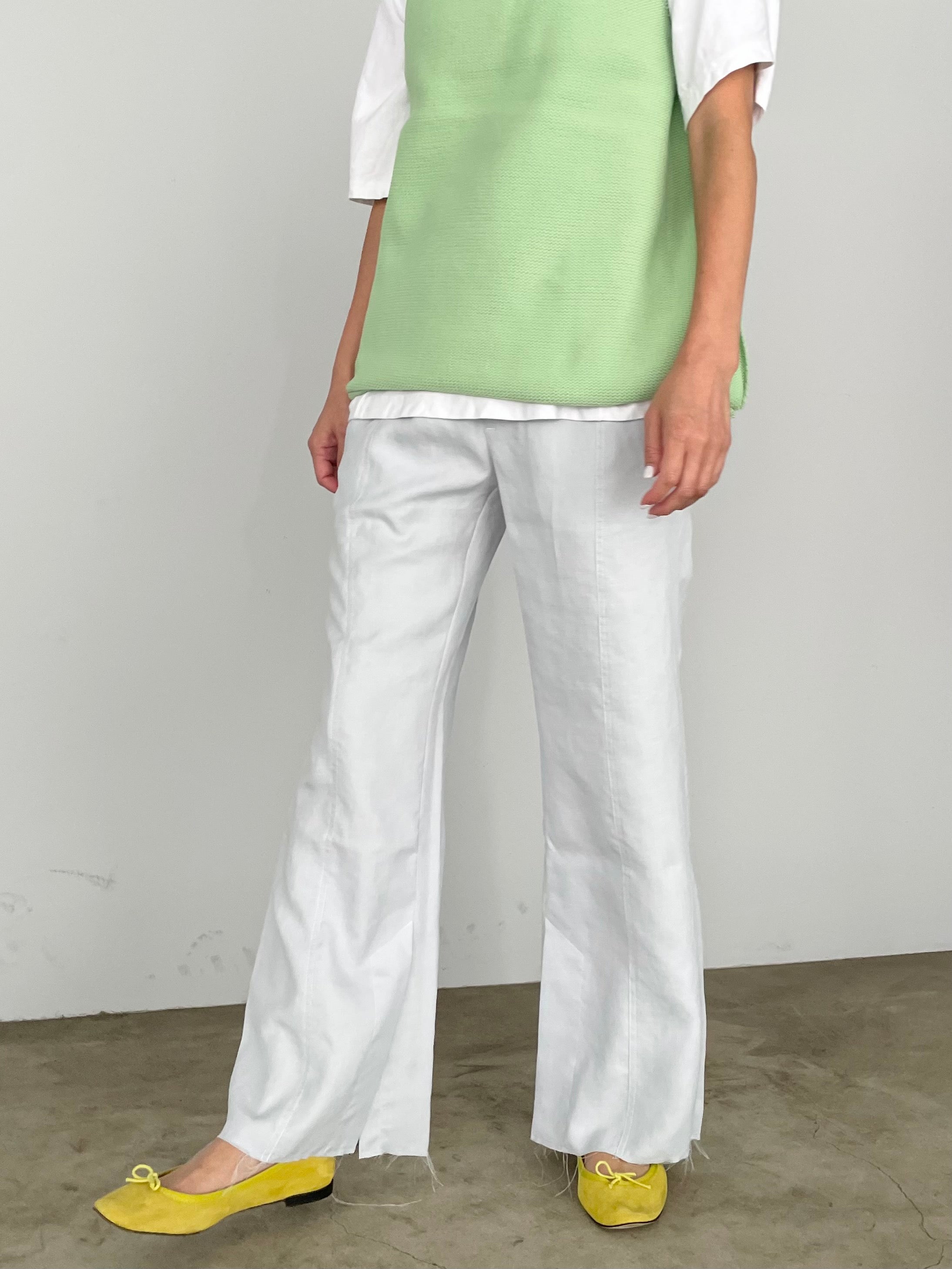 Slit easy slacks / POWDER BLUE