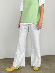 Slit easy slacks / POWDER BLUE