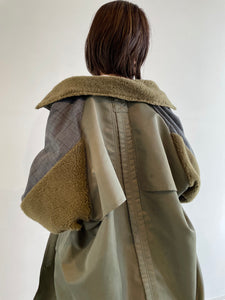 Recycled nylon long coat / OLIVE