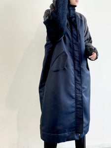 Recycled nylon long coat / NAVY