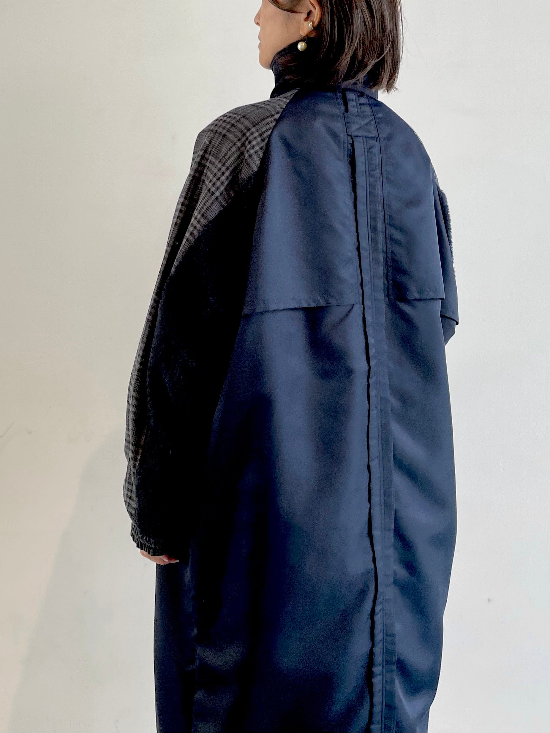Recycled nylon long coat / NAVY